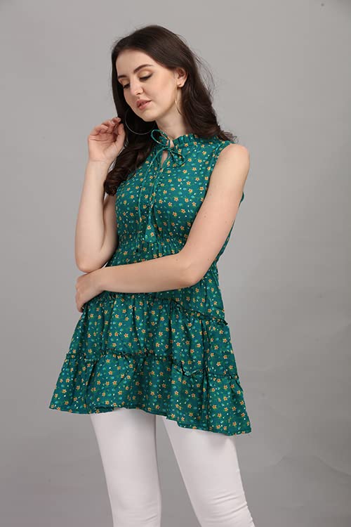 Gufrina Women's Reyon Floral Print Western Top for Girls 3