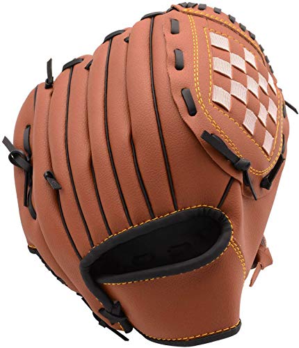 Weiyon Baseball Glove With Baseball Catcher's Mitt Pu Leather Left Hand Gloves 10.5/11.5/12.5 For Kids Youth Adult [Right Hand Throw] (Brown, 11.5) #TOP21