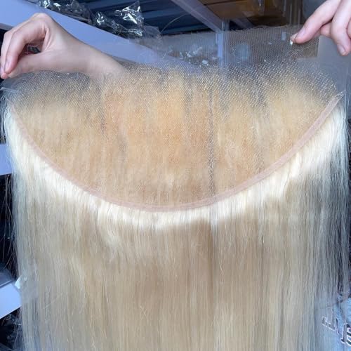 CYSDRH Honey Blonde Frontal Only Human Hair 0.10mm Ultra-thin Invisible 13x4 Skinlike Real HD Lace Front Closure Pre Cut Pre Plucked 100% Unprocessed Brazilian Virgin Human Hair - 10 Inch 613 Frontal