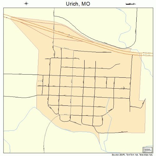 Large Street & Road Map of Urich, Missouri MO Printed poster size