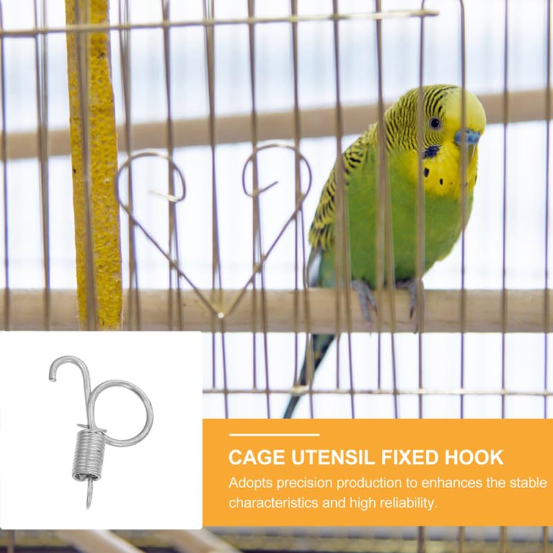 Image of Angoily Multi-Purpose Spring Hooks for Pet Cages Rabbit Bird Pigeon Cage Door Utensil Fixed Hooks Compact Metal Latches