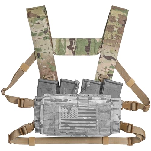 ACETAC Multi-Mission Laser-Cut Shoulder Strap Waist Strap H-Harness for Chest Rig Compatible w/Spiritus Systems Micro MK4/MK5 Haley Strategic D3CR Placard (Multicam)