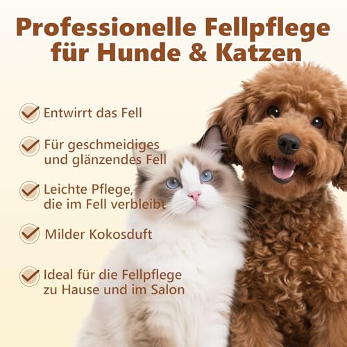 UNEK Fellpflegeöl für Hunde & Katzen | 30ml Leave-in-Conditioner mit Kokosduft, Kokos- & Jojobaöl, Sanftes Entwirren & Glätten, Für Glänzendes Fell & Alle Haut- & Felltypen