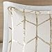 Intelligent Design, Soft Microfiber Comforter Modern Geometric Metallic Bed Set, Full/Queen, Ivory/Gold
