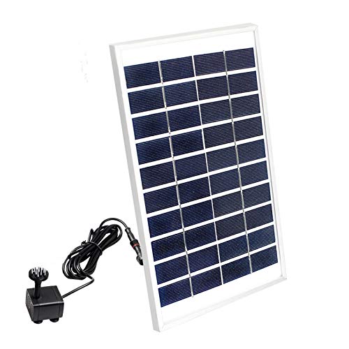 Solar Fountain Pump,New Upgraded Mini Solar Powered Bird Bath Fountain Pump 5W Solar Panel Kit Water Pump,with 6 Different Spray Pattern Heads, for Pond, Pool, Garden, Fish Tank, Aquarium,Patio
