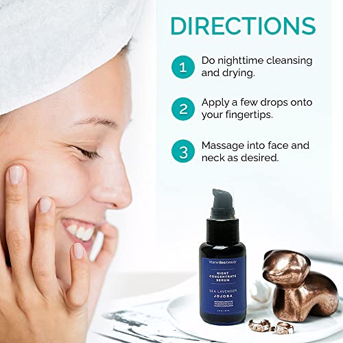 Vitamins And Sea Beauty, Night Face Serum Smoothing Glowing Hydrating Overnight Rejuvenating Repair Serum With Sea Lavender And Jojoba, 2 Fl Oz #TOP4