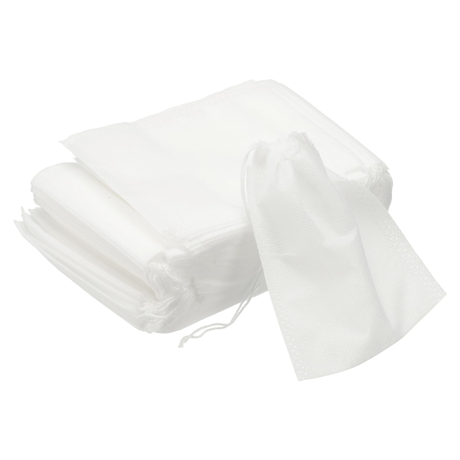sourcing map 100 Pcs Spice Bags for Cooking, 10 x 12cm Disposable Empty Tea Bags Muslin Non-Woven for Loose Leaf Tea Sachet Straining Soups Herbs, White — image 1