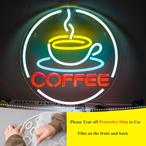 Gevbay Coffee Neon Sign LED Light UP for Wall Decor Neon for Coffee Bar Station Shop LED Neon Sign Light Up for Cafe Shop Home Decor