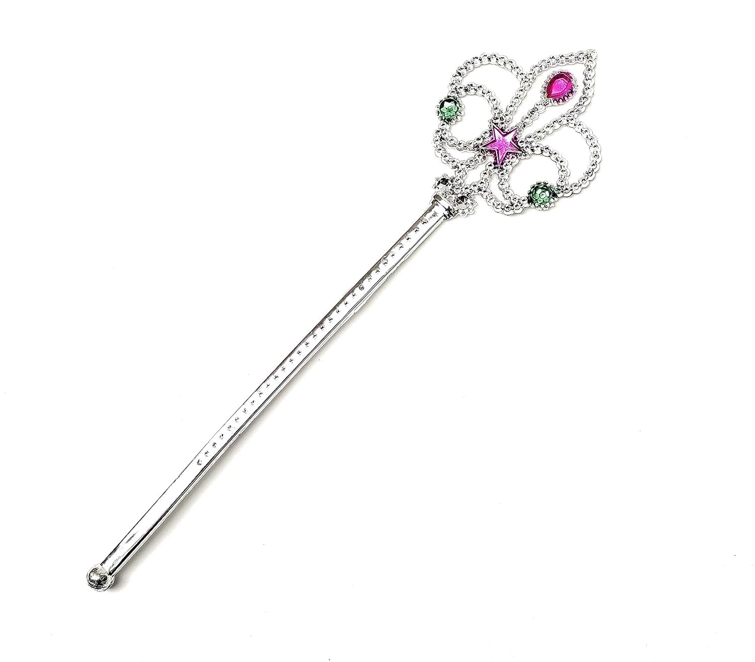 Aak Girls/Kids Costume Props Crown Style Magic Wand Princess Angel Fairy Wands Sticks Christmas, Birthday Party, Wedding Halloween, Cosplay 12.5 Inches - Silver
