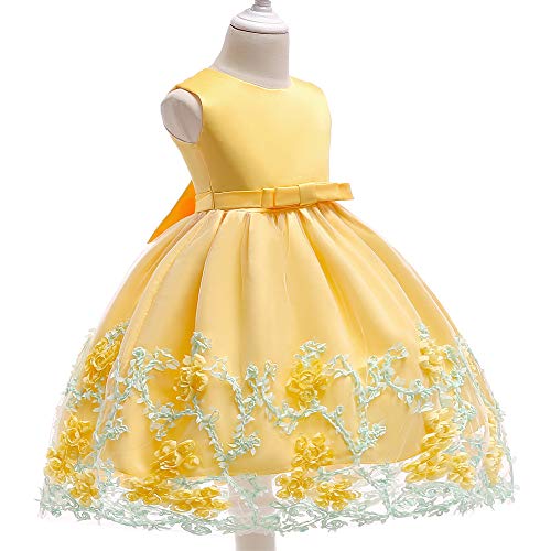 KILO&METERS Embroidery 3D Flower Girl Dress Tulle Lace Formal Party Baby Dress 3M-9T3