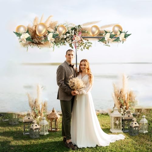 TeqHome Backdrop Stand, T-Shaped Backdrop Stand for Parties 6.5FT Adjustable Photo Background Support Kit with 6 Background Clamps, 2 Crossbars & Carry Bag for Wedding/Party Decorations/Photography