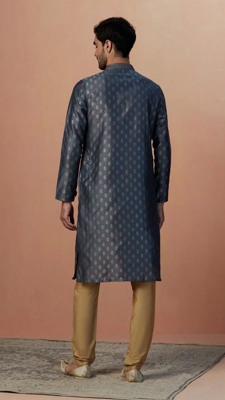 Image of Manyavar Men's Jacquard Hand Embroidered Kurta Set (2pcs)