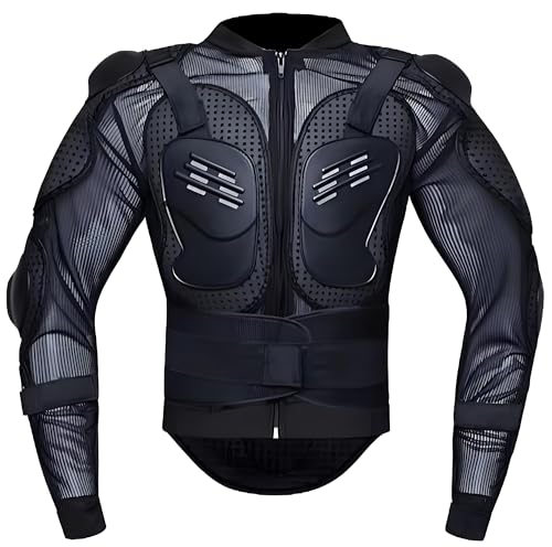 YuanDiann Motos Coraza Protector Chaleco Armadura Peto de Motocross Montaña Ciclismo Patinaje Snowboarding con Protección de Pecho y Espalda Negro S