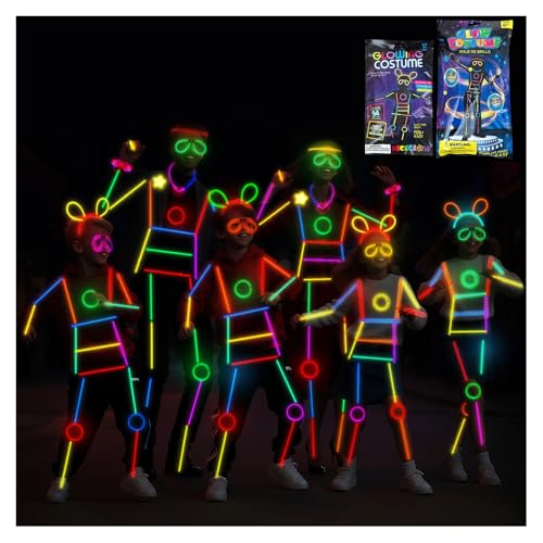 YUNHENTONG Pulseiras luminosas fluorescentes 230 peças pulseiras néon fluorescentes festa com conectores barras Glow Sticks para casamentos, aniversários, Halloween, Natal