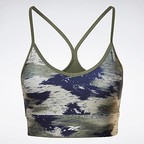 Image of Reebok Women's Satin 91% PES /9% El-Interlock-Hydrophilic Finish /Print-Digital Sublimation-Disperse Classic Workout Sports Bra