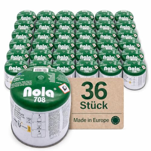 NOLA 12 x 190g Stechgaskartuschen Butangas EN417 Wintergas für Campingkocher Lötbrenner Gaslampe und Abflammgerät Camping Gas Cartridge Butane Gas Made in Europe Art. 708