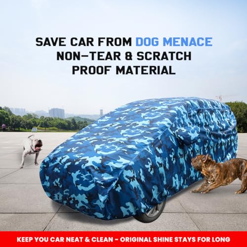 Image of Tata Curvv Waterproof Car Cover � Jungle Print 4x4 American Matty, All-Weather Protection, Triple-Stitched, Windproof with Buckle Belt, Dustproof & Scratchproof (Tata Curvv 2023 Onwards) Navy