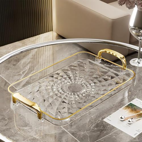 Clear Serving Tray with Handles, Large Tray for Coffee Table, Rectangular - image 6