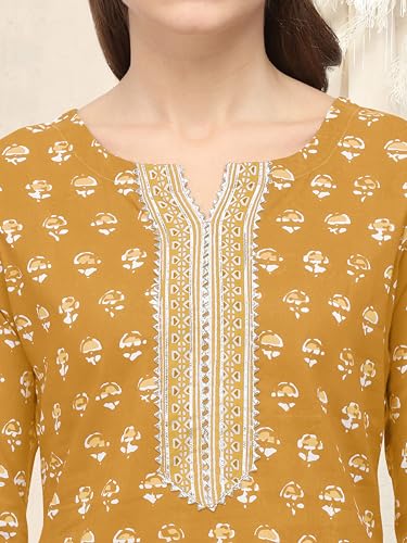 Image of MIRCHI FASHION Pure Cotton Straight Kurta Set with Dupatta | 3 Piece Ethnic Kurta Pant Set Office Wear Salwar Kurta Set for Women
