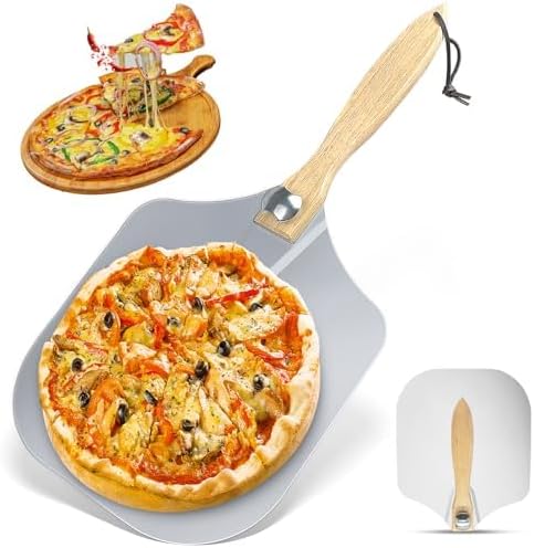 IVEOPPE Pizzaschieber Edelstahl - 16,5cm Pizzaschaufel Mit Holzgriff Für Ofen & Grill