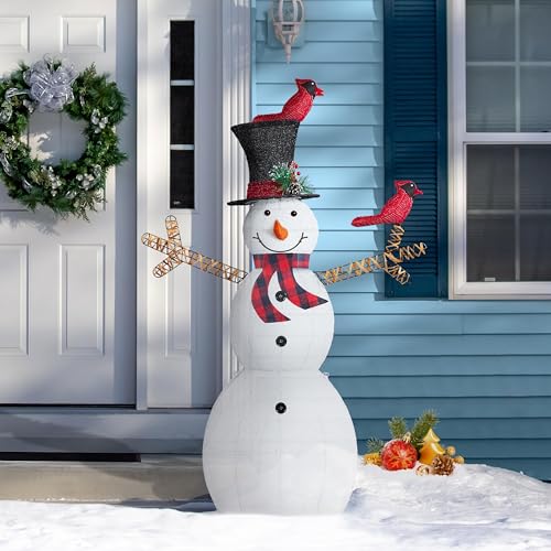 Yaheetech YT-00130104 5 Ft Lighted Christmas Snowman, Outdoor Christmas Decoration W/ 80 Warm White Led Lights/Ground Stakes/Zip Ties For Holiday Front Yard/Porch/Indoor Decor thumb #1