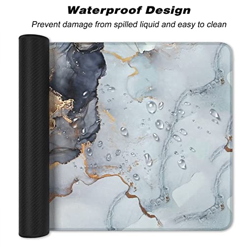 Atufsuat Extended Large Mouse Pad, XXL Gaming Desk Pad 31.5 x 15.7 Inch, Big Computer Keyboard Mousepad, Waterproof Mouse Mat with Stitched Edges and Non-Slip Base for Office Gaming, Gray Ink Marble - Image 7