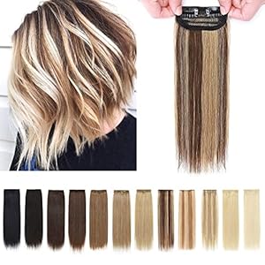 SEGO 2 Pcs Short Hair Extensions Clip in Human Hair 6 Inch 20g Hairpiece Human Hair Toppers for Women With Thinning Hair Adding Hair Volume -Medium Brown&Dark Blonde