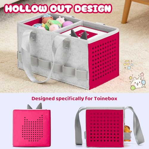 Image of Carrying Case for Toniebox Travel Bag for Tonies Starter Set & Audio Player Felt Cloth Portable Bags for Toniebox 2 Kids Travel Toy Organizer Tote Bags Handbag
