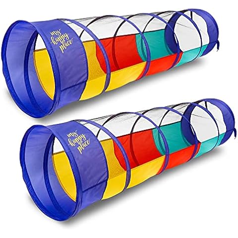 Kiddey Play Tunnel for Kids - Pop Up Tunnel Toys for Toddlers, Kids Multicolored Tunnel for Indoor/Outdoor Fun, Crawl & Play, Obstacle Course for Kids Gifts for Toddlers - Balls Not Included (2 Pk) Cover