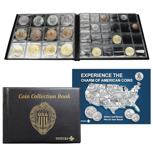 Yotsuba Coin Collection Book - US Special Edition with 300 Pockets Two Pocket Sizes and Illustrated Guide