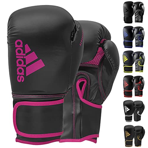Adidas Boxing Gloves - Hybrid 80 - For Boxing, Kickboxing, Mma, Bag, Training & Fitness - Boxing Gloves For Men & Women - Weight (6 Oz, Black/Shock Pink) #TOP23