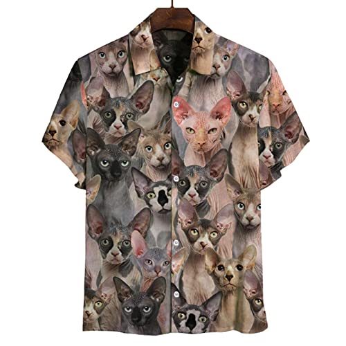 Lalasol Chemise Hawaïenne Originale Chat Sphynx Cat Rigolo Drôle Fun pour Homme pour L'Eté | Taille XS - 5XL | Manche-Courte | Fabriqué en Europe (XL) Cover