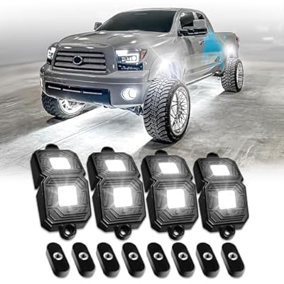 OPT7 Photon Pure White LED Magnetic Rock Lights - 8 Pods w/Magnet Mounts - Wide Angle Underglow Lighting Kit, IP68 Waterproof for Offroad Jeep RZR ATV UTV SUV - Truck Decorations, Easter Gifts