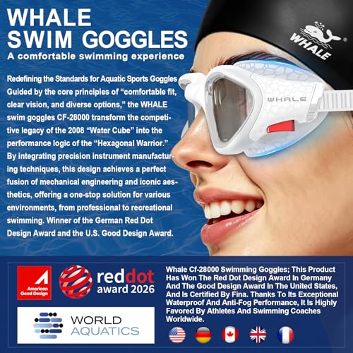 Image of Whale Swim Goggles, HD Anti-Fog Goggles, Unisex | 100% UV Protection | Anti-Fog Design Clear Wide-Angle Underwater View