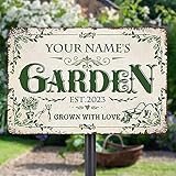 Personalized Metal Signs with Name Made in USA Custom Vintage Garden Sign Waterproof Vintage Decorative Metal Print for Wall Decor Customized Home Garden Ideas Gifts Artwork Prints for Yard Ourdoor