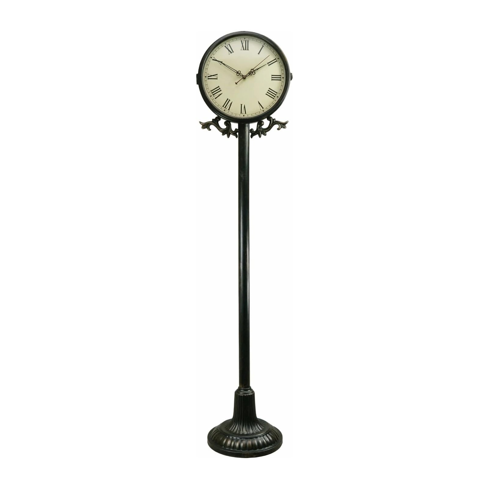 Hhmmei2024-23 Floor Clock Metal Floor Standing Clock Quartz Silent Roman Numeral for Home Decor Home Decor