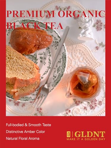 GLDNT Organic Black Tea Bags, Natural Organic Black Tea, Smooth & Mellow Flavor, Caffeinated, Hot & Iced Tea, 100 Count