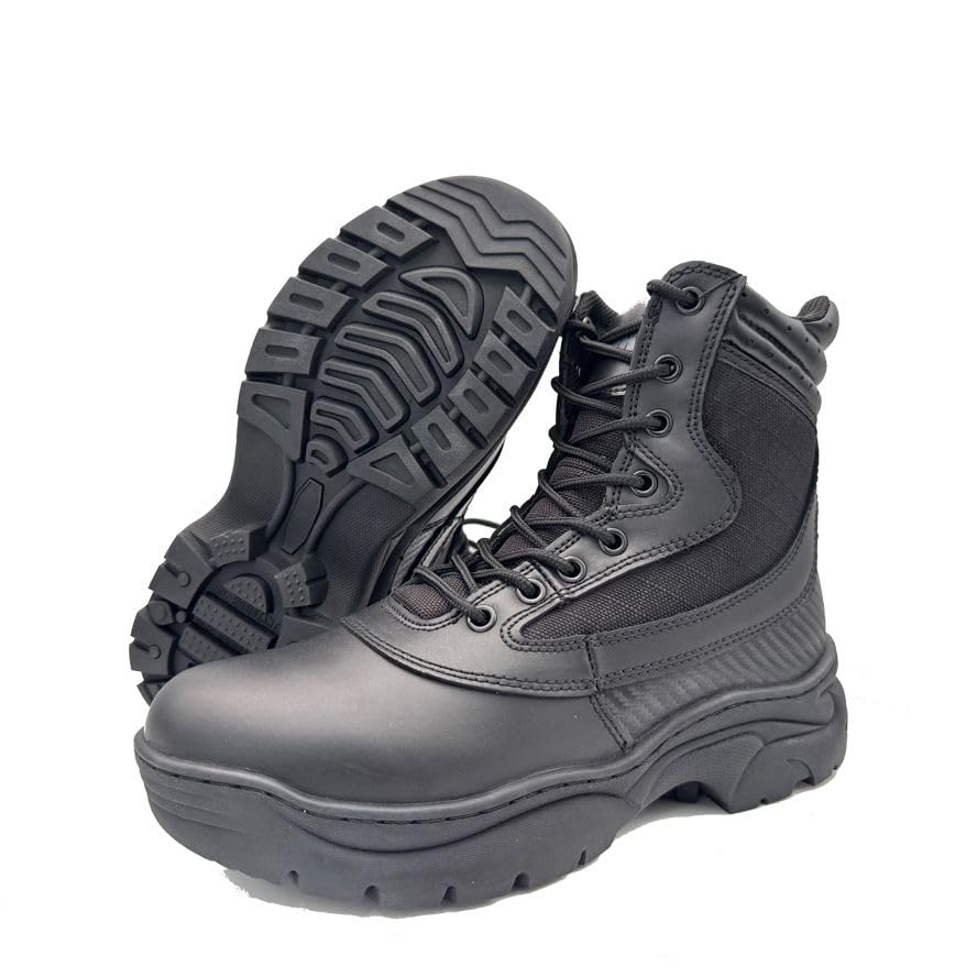 Image of INTAN Mens Military Tactical Work Boots Side Zipper Leather Motorcycle Combat shoes.