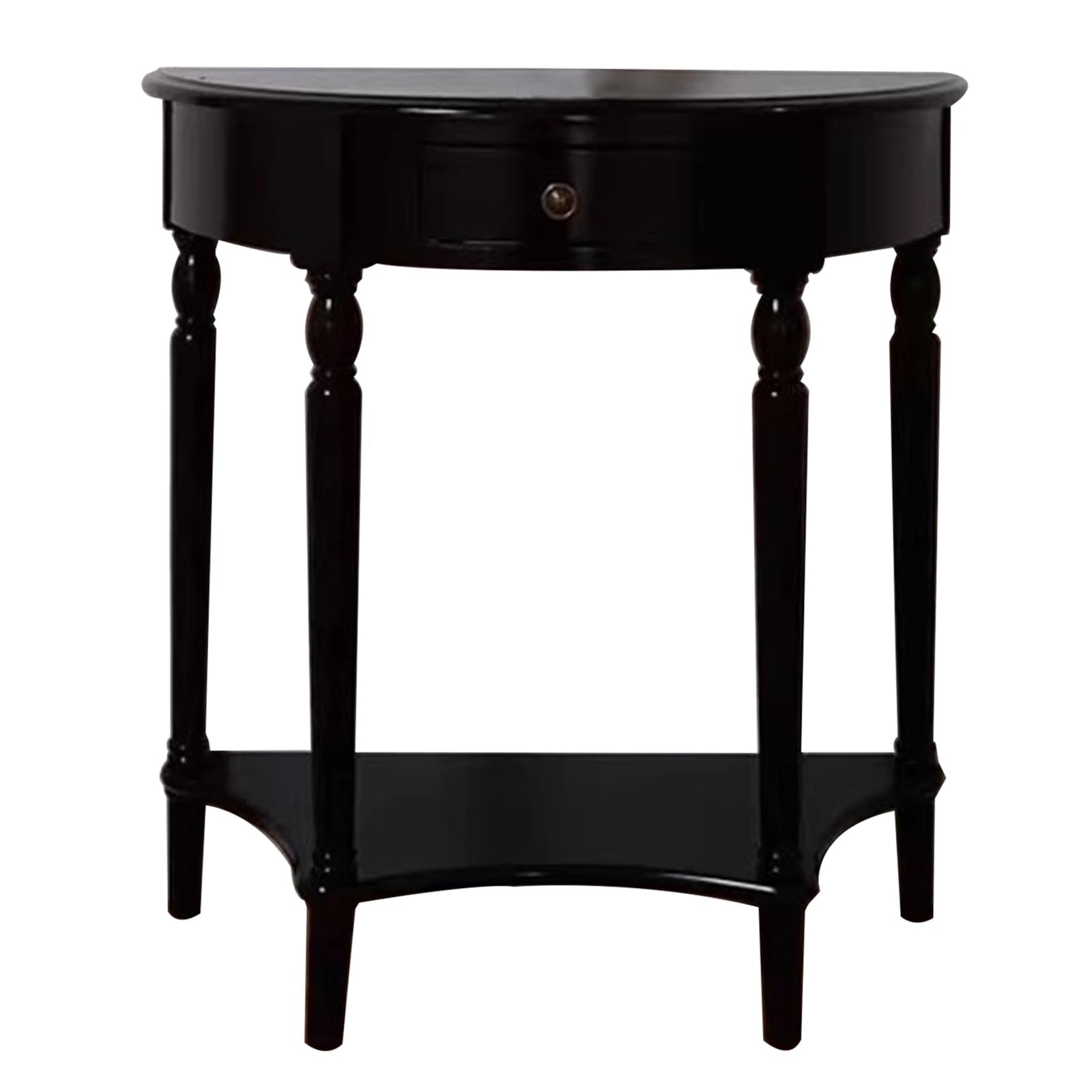 ksxnkhk Wood Console Table, Semi-Circle Entryway Table with Drawer and Shelf for Living Room, Entryway, Hallway(Black,90x38x37.5cm/35x15x34in)