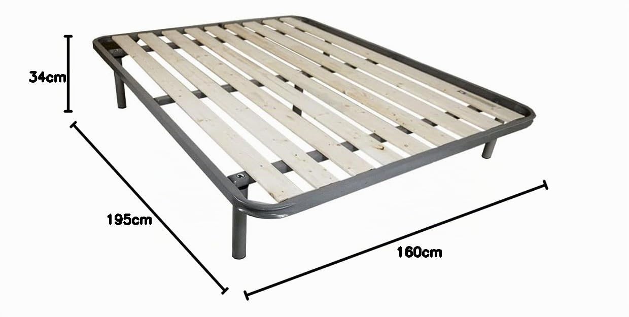 Comprarredo Rete matrimoniale a doghe verticali ortopedica 160 x 195 cm, dotata di Tavole in Legno massello da 9cm, con telaio in metallo, cinque piedi e triplo supporto anche per pesi importanti