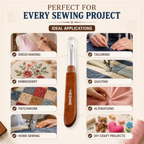 Image of Seam Ripper Large Size 3 pcs, Professional Stitch Remover Tool, Sharp Thread Cutter for Sewing Machine, Tailoring, Embroidery, Quilting and Craft Projects