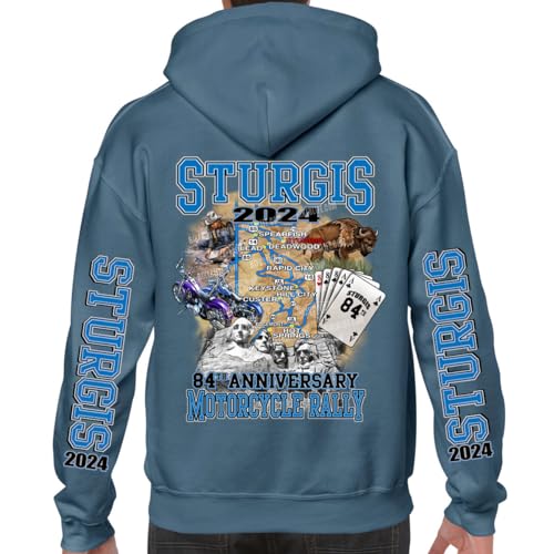Biker Life Clothing 2024 Sturgis Motorcycle Rally Black Hills Map Pullover Hoodie2