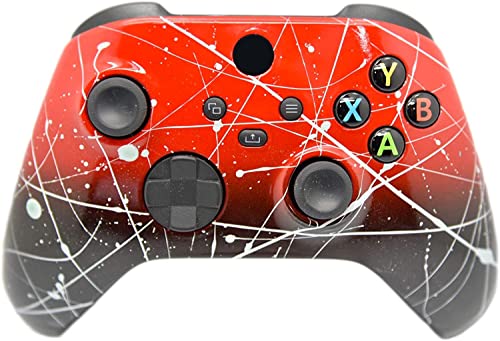 Image of Hand Airbrushed Fade Custom Controller Compatible with Xbox Series X /S & Xbox One (Series X /S Red & Black W /Silver Splatter)