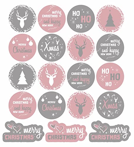 BIKE-label Lot de stickers de Noël - Vieux roses - Décoration pour bricolage - Cartes de vœux - Joyeux Noël - X400056VA Cover