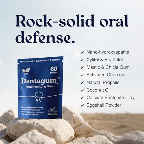 Dentagum Remineralizing Gum with Nano-Hydroxyapatite & Xylitol – SugarFree Chewing Gum for Enamel Repair, Cavity Protection & Receding Gums – 60 Pieces