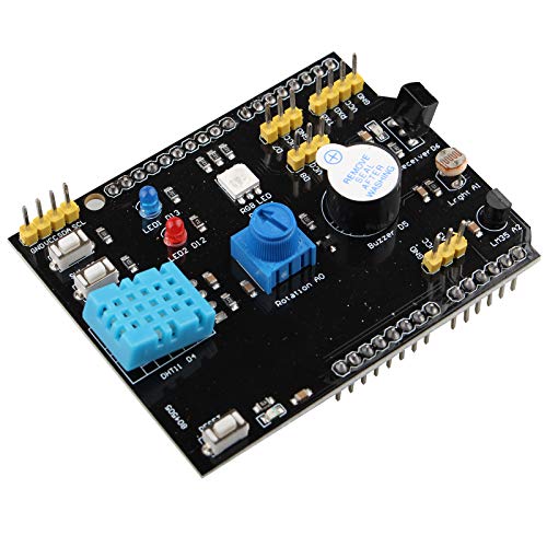 HALJIA, modulo scheda di espansione multifunzione 9 in 1, scheda di espansione 11, sensore di umidità e sensore di temperatura LM35, compatibile con Arduino UNO R3