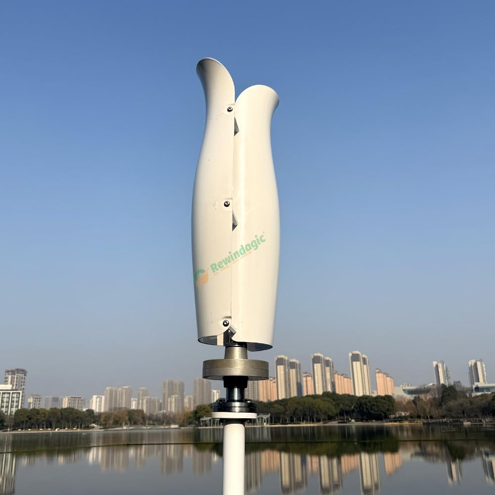 800W vertikale Windkraftanlage 12V 24V 48V Windgenerator freie Energie Windmühle Windturbine mit Regler Windräder für Heimgebrauch Garten Boote (48V-Weiß)
