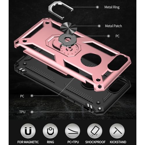 Yiakeng iPhone 8 Plus Case: Phone Case with HD Screen Protector - Military Grade Protective Case with Ring (Rose Gold) - image 5