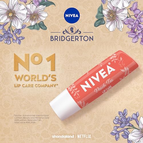 Image of NIVEA Peach Tea Lip Care, Bridgerton Design Lip Balm, 0.17 OZ