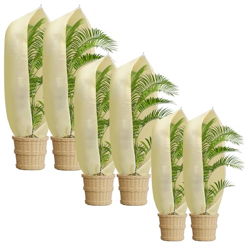 BUCOMTU 6 Pièces Hivernage Plante Exterieur,Sac de Protection des Plantes en Pot de Protection...